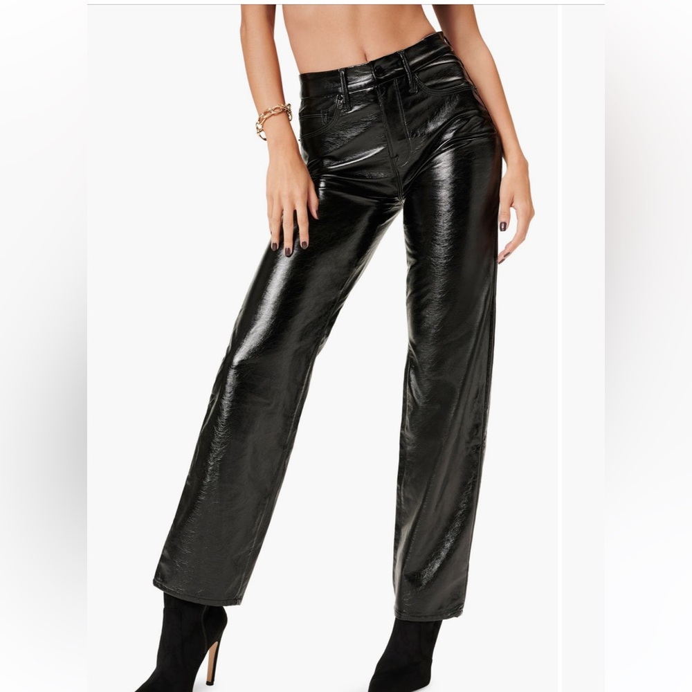 Good American Good 90’s Vinyl Straight Leg Pants Size 15